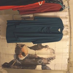 Deep Teal Attached Jacket Dress; Dressbarn 18W; Below knee length.